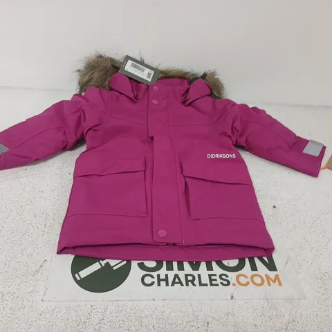 SIXTEEN DIDRIKSONS KIDS' PINK PARKA JACKET WITH FUR TRIM HOOD ASSORTED SIZES