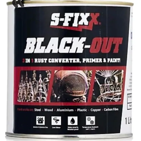 BOXED SFIXX BLACK OUT 2.5 LITRE RUST CONVERTER PAINT