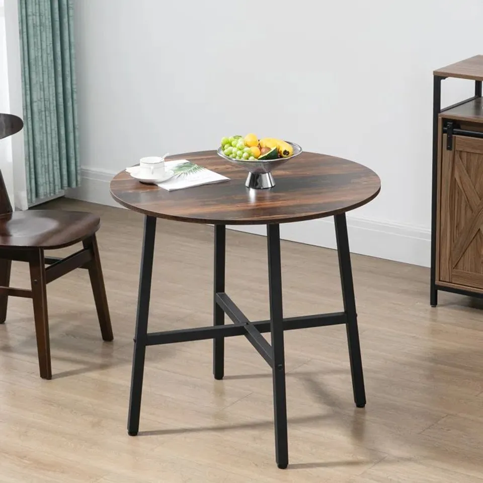 BOXED AJANI ROUND METAL BASE DINING TABLE  