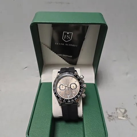 FRANK SCHMIDT WATCH β MULTI FUNCTION SUB DIALS WITH DATE β HQ RUBBER SPORTS STRAP β 3ATM WATER RESISTANT β GIFT BOX INCLUDED