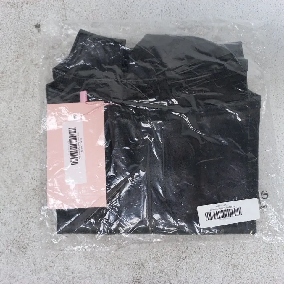 BAGGED PINK BOUTIQUE GLAM GLOSS BLACK RUCHED TOP SIZE 12