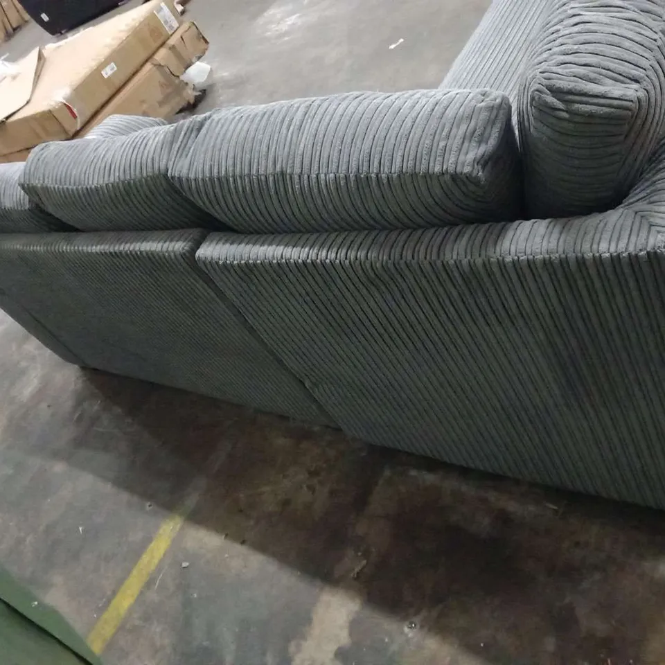 DESIGNER GREY CORDED FABRIC CORNER SOFA