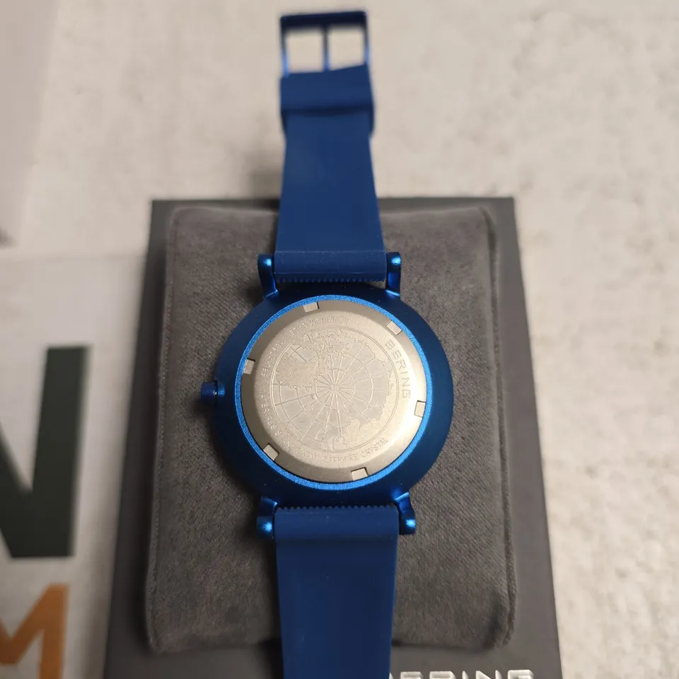 BERING BLUE WATCH WITH SILICONE STRAP – SAPPHIRE CRYSTAL, BOXED
