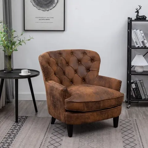 BOXED CALUM FAUX LEATHER BUTTONED ACCENT WINGBACK CHAIR 