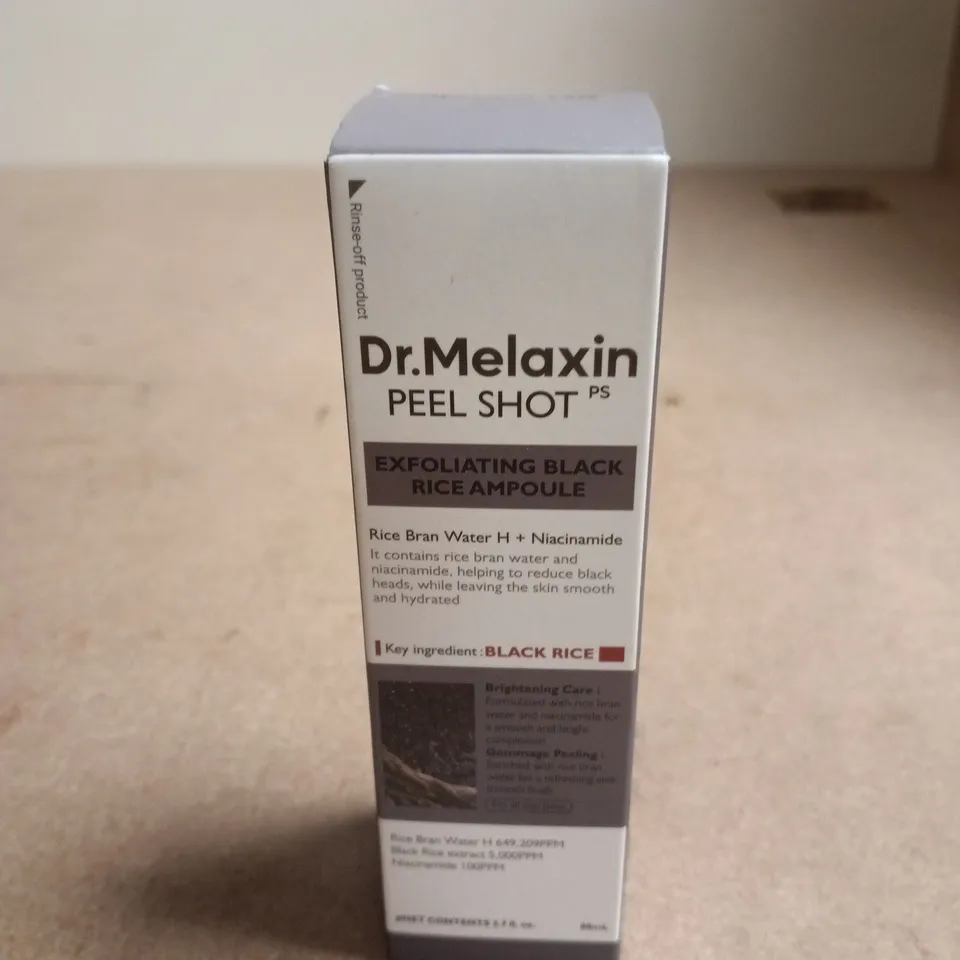 BOX OF APPROXIMATELY 10 ASSORTED BEAUTY PRODUCTS INCLUDING ELECTRIC TEETH CLEANER, EELHOE MICRONEEDLING INFUSION KIT AND DR MELAXIN EXFOLIATING BLACK RICE AMPOULE