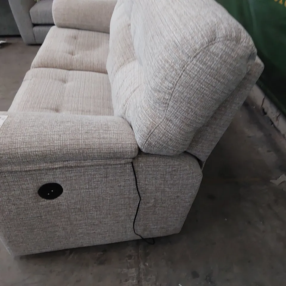 QUALITY BRITISH DESIGNER G PLAN POWER RECLINING THREE SEATER SOFA LIGHT GREY FABRIC 