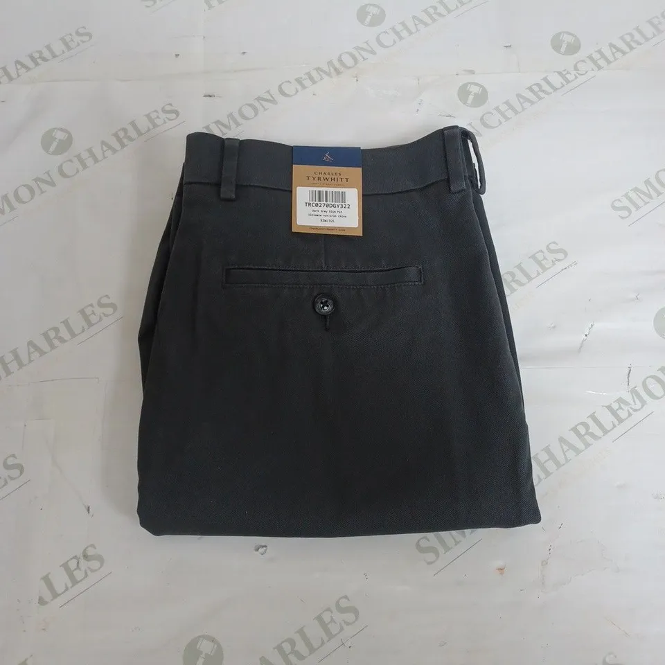CHARLES TYRWHITT DARK GREY SLIM FIT CHINOS - 32W 32L