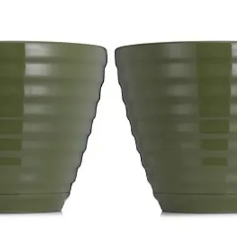 GRUMPY GARDENER SET OF 2 INTEGRATED SAUCER TWIST POTS IN RED