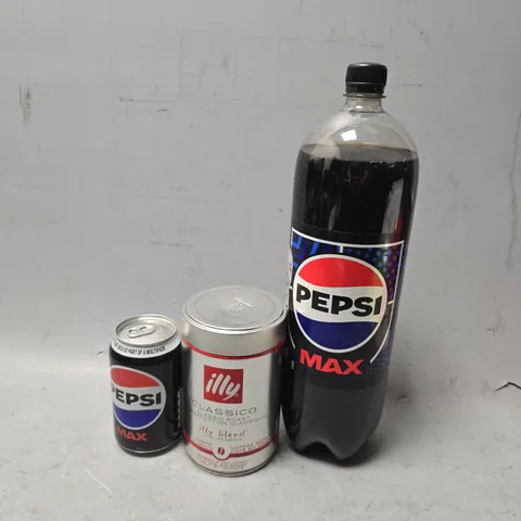 APPROXIMATELY 5 ASSORTED DRINKS ITEMS TO INCLUDE - PEPSI MAX , LILY CLASSICO ILLY BLEND 
