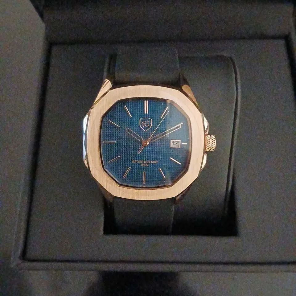 WATCH – BLUE DIAL, ROSE-GOLD TONE CASE, BOXED