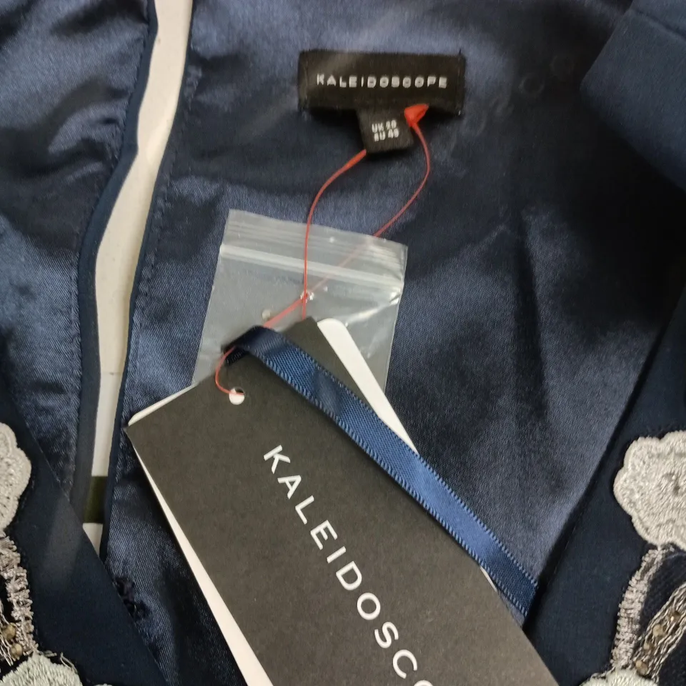 KALEIDOSCOPE EMBROIDERED MIDI DRESS LONG SLEEVED NAVY SIZE 20