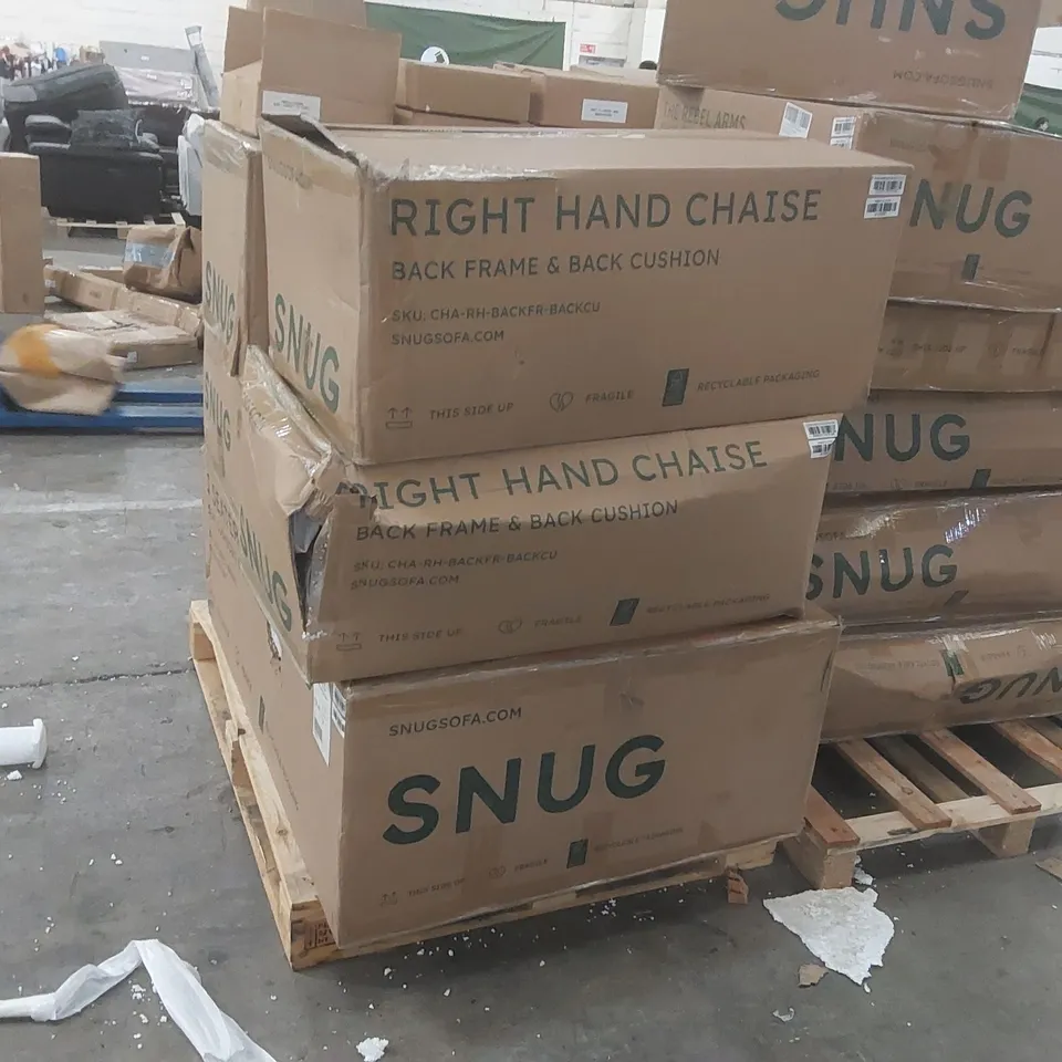 PALLET CONTAINING A LARGE QUANTITY OF ASSORTED SNUG SOFA PARTS