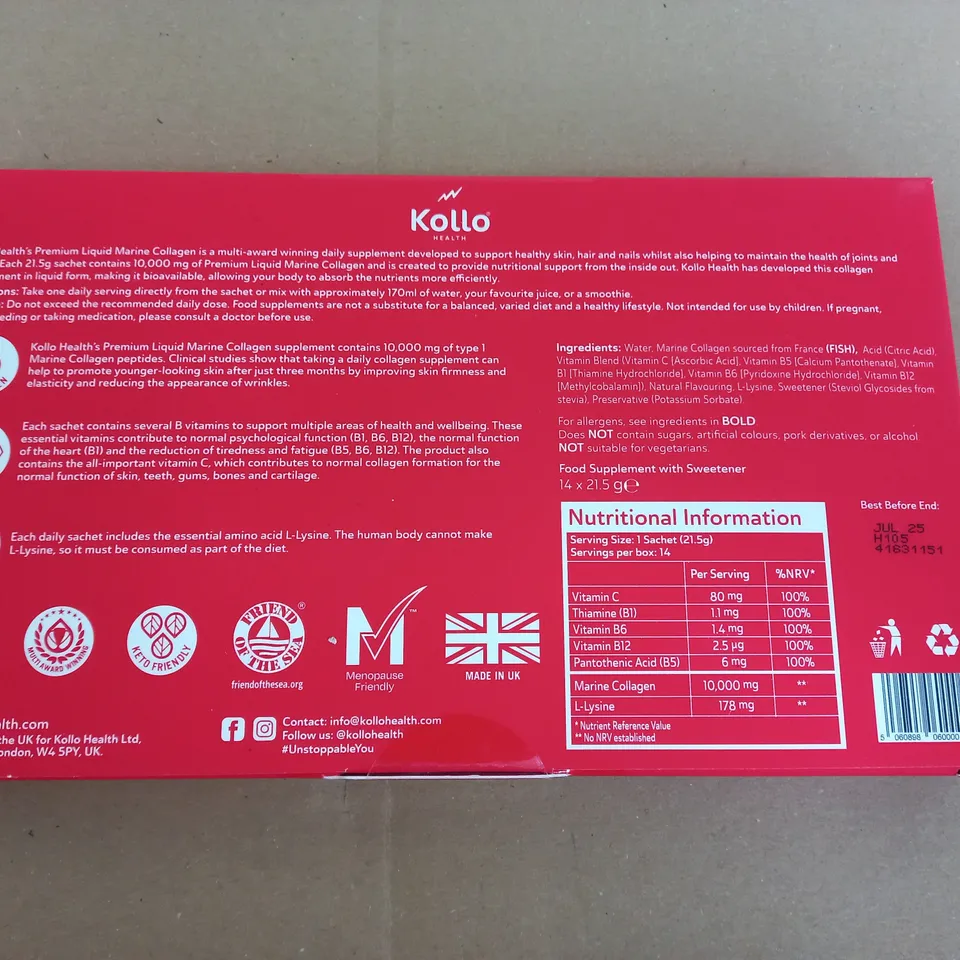 KOLLO HEALTH PREMIUM MARINE LIQUID COLLAGEN FOOD SUPPLEMENT TROPICAL FLAVOUR