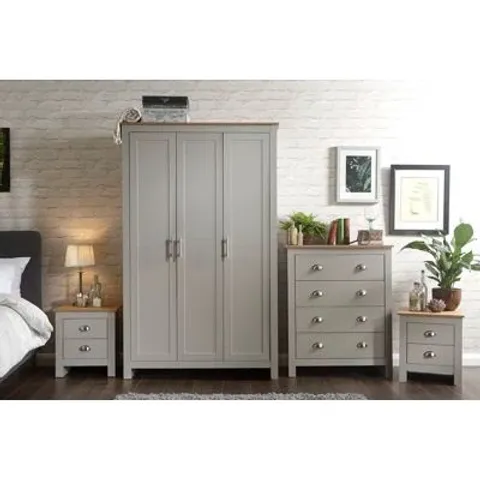 BOXED KENNETH 4 PIECE BEDROOM SET- GREY (4 BOXES)