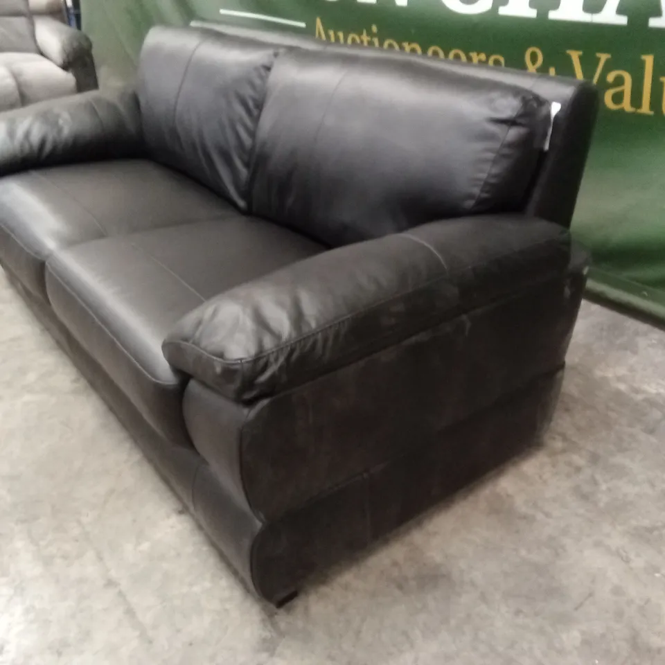 MARLOW 3 SEATER LEATHER SOFA - BLACK RRP £1399