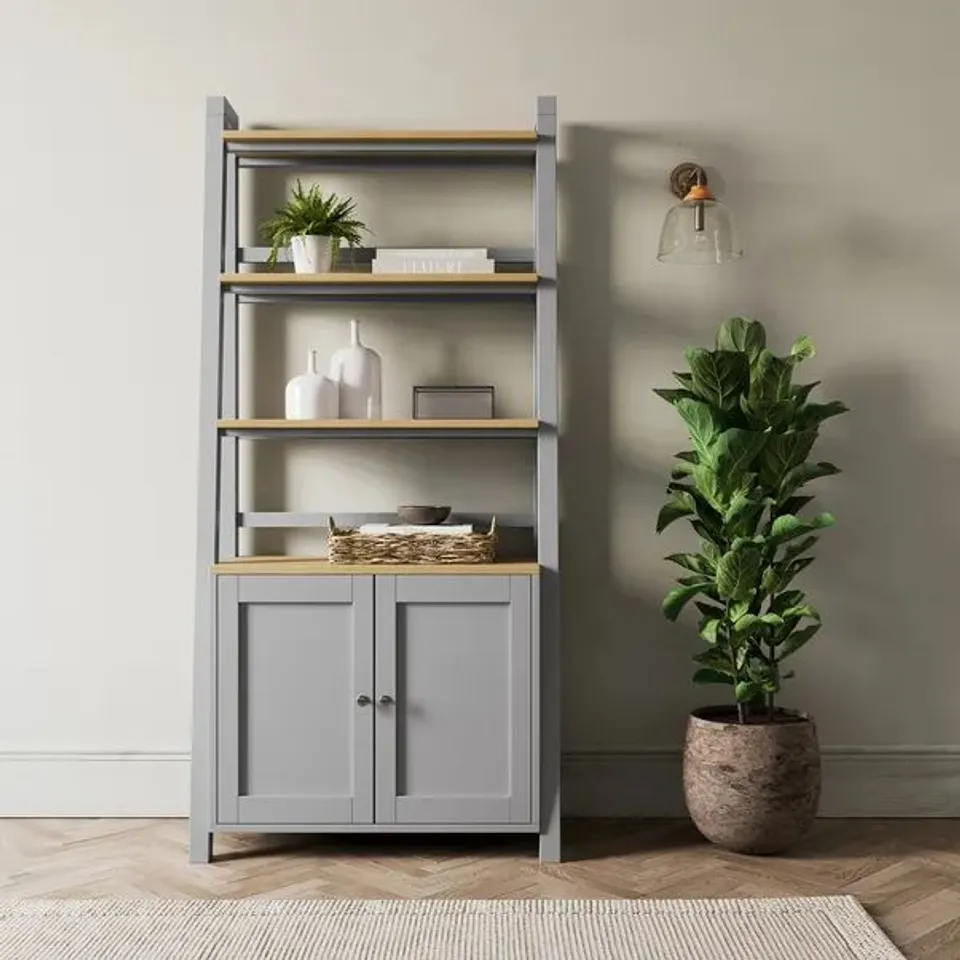 BOXED OLNEY STORAGE LADDER SHELF - GREY (2 BOXES)