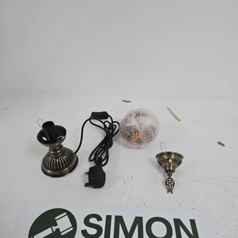 BRASS LAMP BASE WITH CORD AND FINIAL β DECORATIVE LIGHTING FITTINGS - BOX OF APPROXIMATELY 30