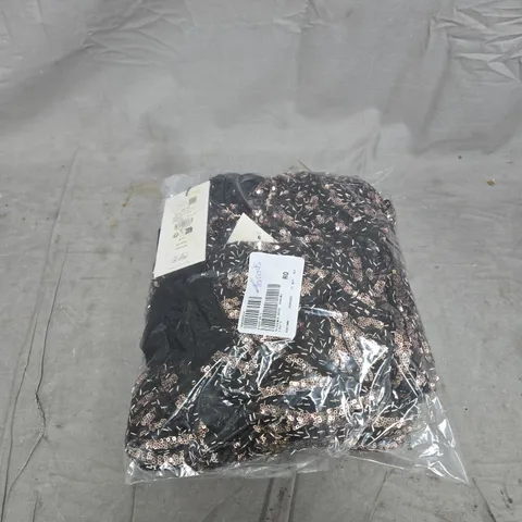 PHASE EIGHT SEQUIN MIDI DRESS BLACK/MULTI SIZE 12 BAGGED