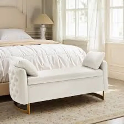 BOXED HULALA HOME JASON UPHOLSTERED FLIP TOP STORAGE BENCH - IVORY (1 BOX)