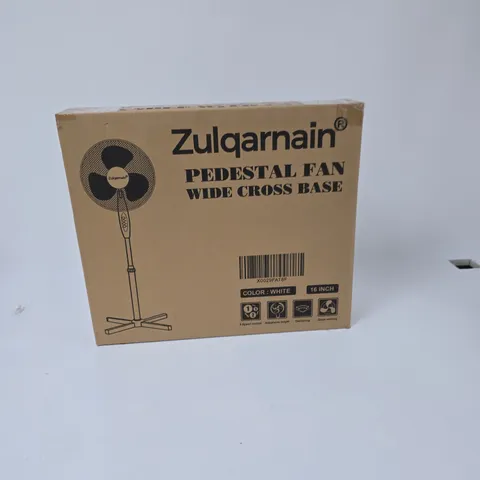 ZULQARNAIN PEDESTAL FAN – 16 INCH, WHITE, WIDE CROSS BASE