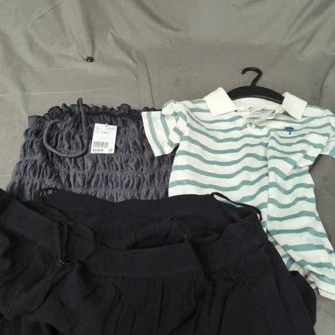 APPROXIMATELY 25 ASSORTED CLOTHING PRODUCTS IN VARIOUS STYLES & SIZES TO INCLUDE PANTS, T-SHIRTS, DRESSES ETC