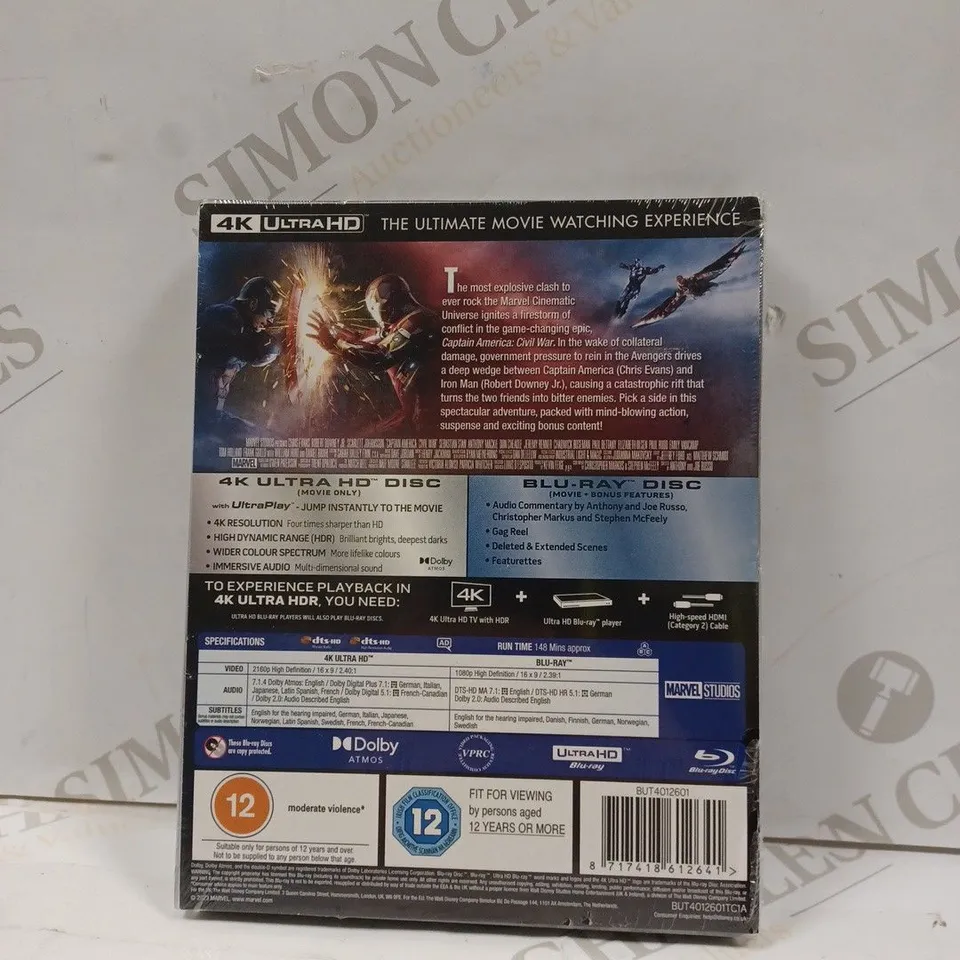 SEALED CAPTAIN AMERICA: CIVIL WAR - MONDO EXCLUSIVE 4K UHD BLURAY STEELBOOK