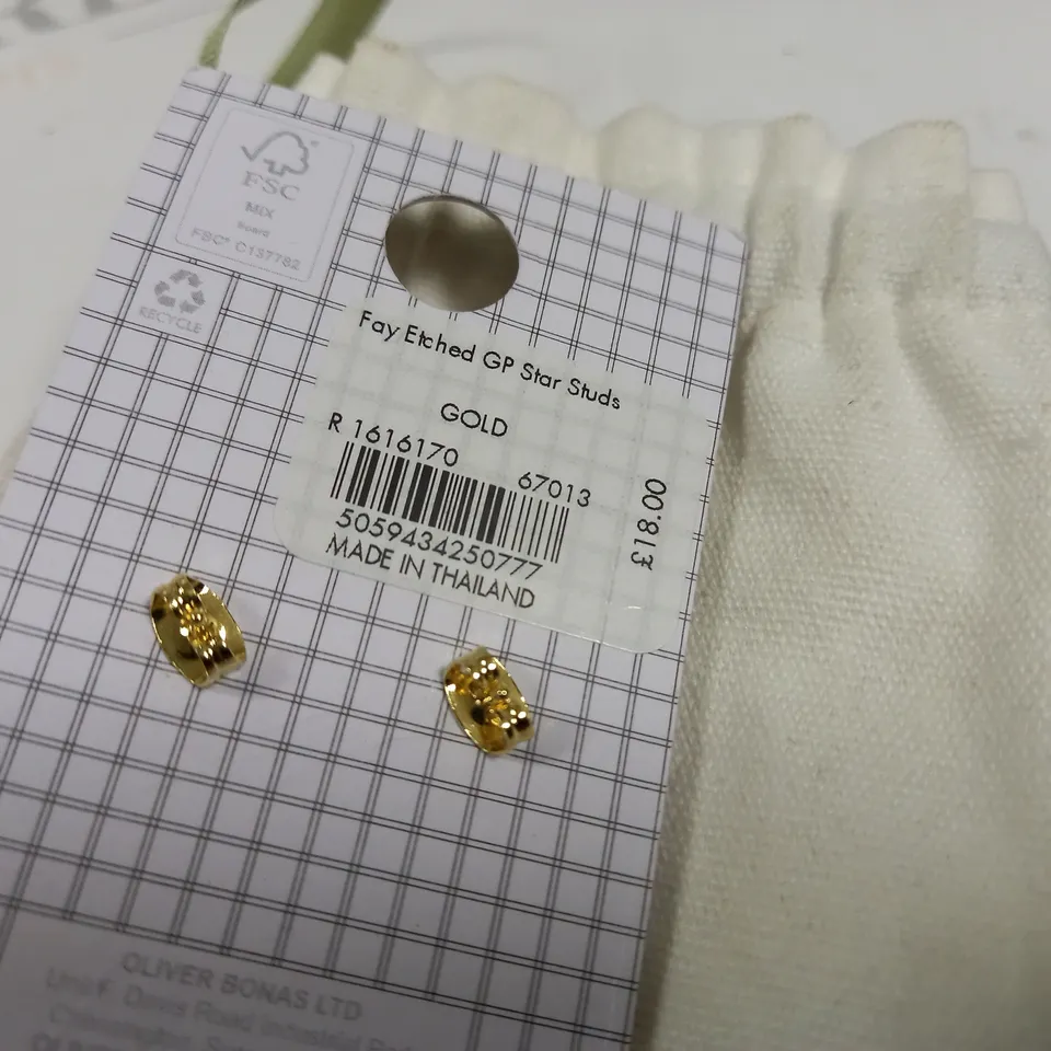 OLIVER BONAS GOLD PLATED STUD EARRINGS