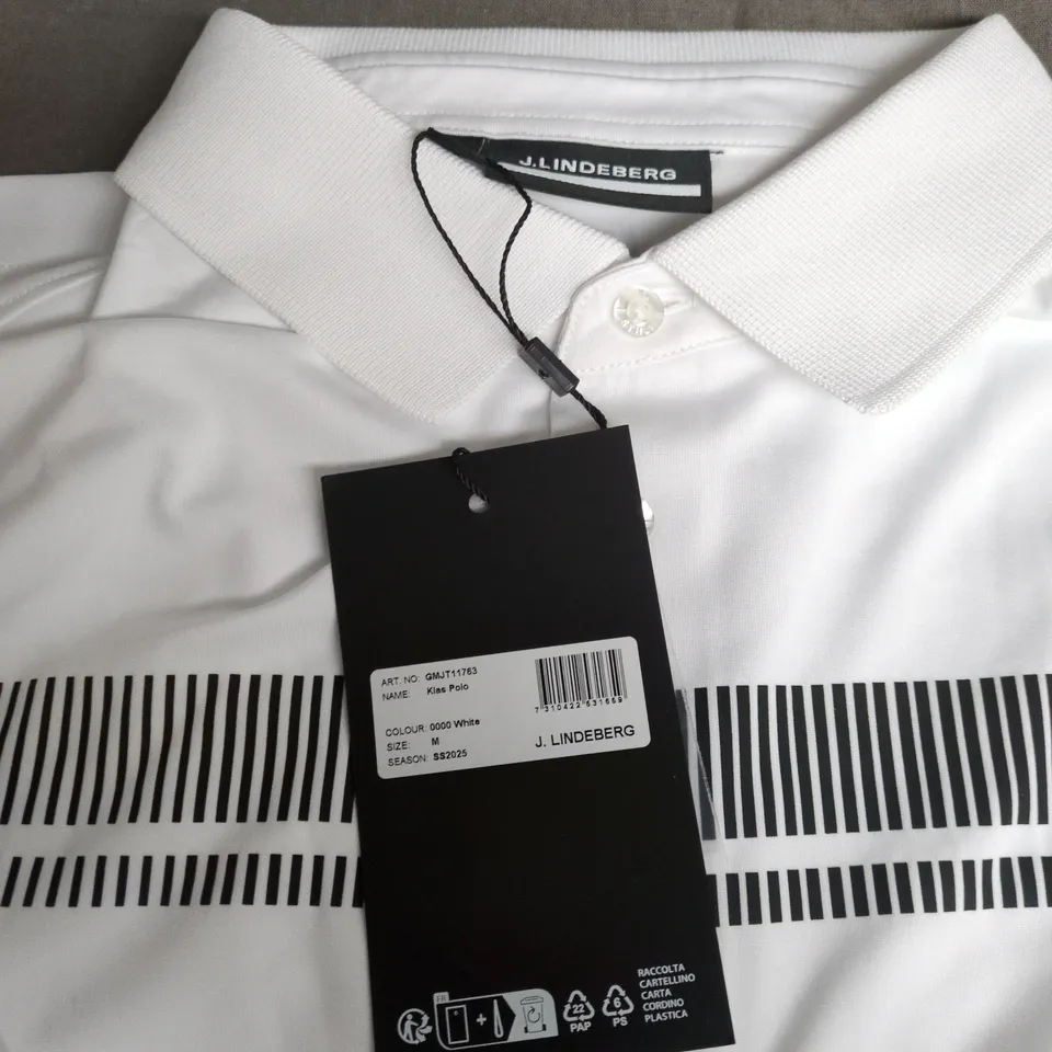 J. LINDEBERG KLAS POLO SHIRT – WHITE, UK SIZE M (SS2025)