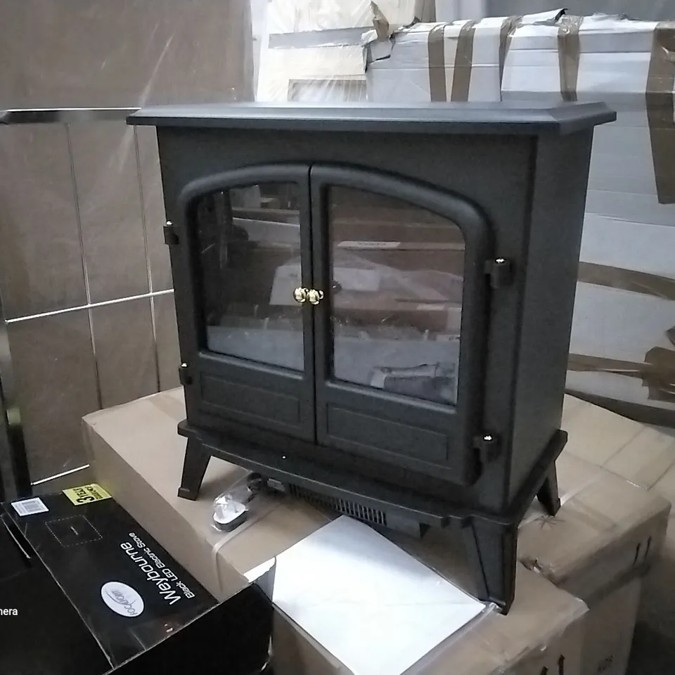 BOXED FOCAL POINT WEYBOURNE BLACK LED ELECTRIC STOVE