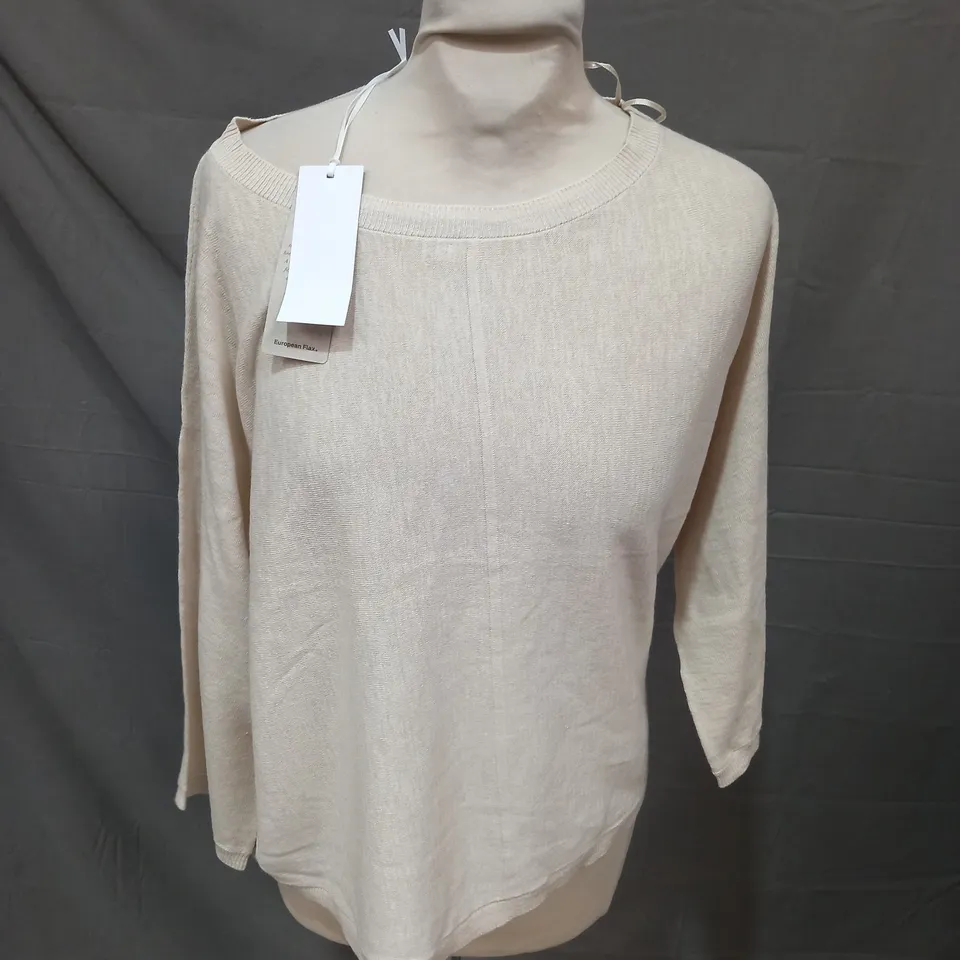 THE WHITE COMPANY LINEN COTTON TRIM JUMPER - MEDIUM