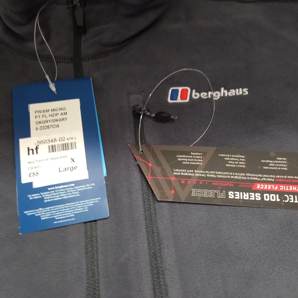BERGHAUS PRISM GREY HALF ZIP FLEECE - XL