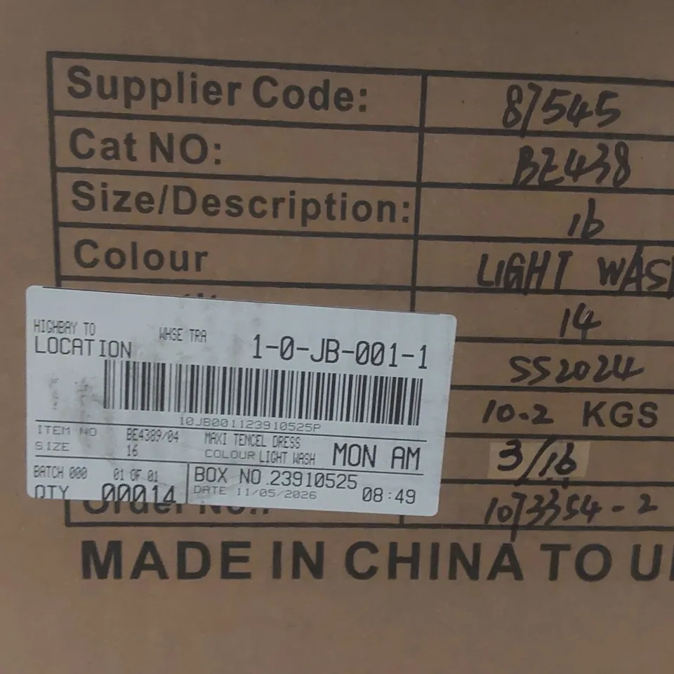 BOX CONTAINING APPROXIMATELY 14x BRAND NEW SIMPLY BE LIGHT WASH MAXI TENCIL DRESSES - SIZE 16
