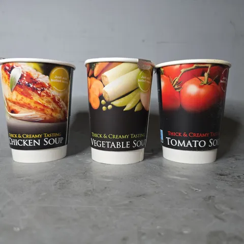 APPROXIMATELY 14 ASSORTED FOOD ITEMS TO INCLUDE -TOMATO SOUP , VEGETABLE SOUP , CHICKEN SOUP ETC