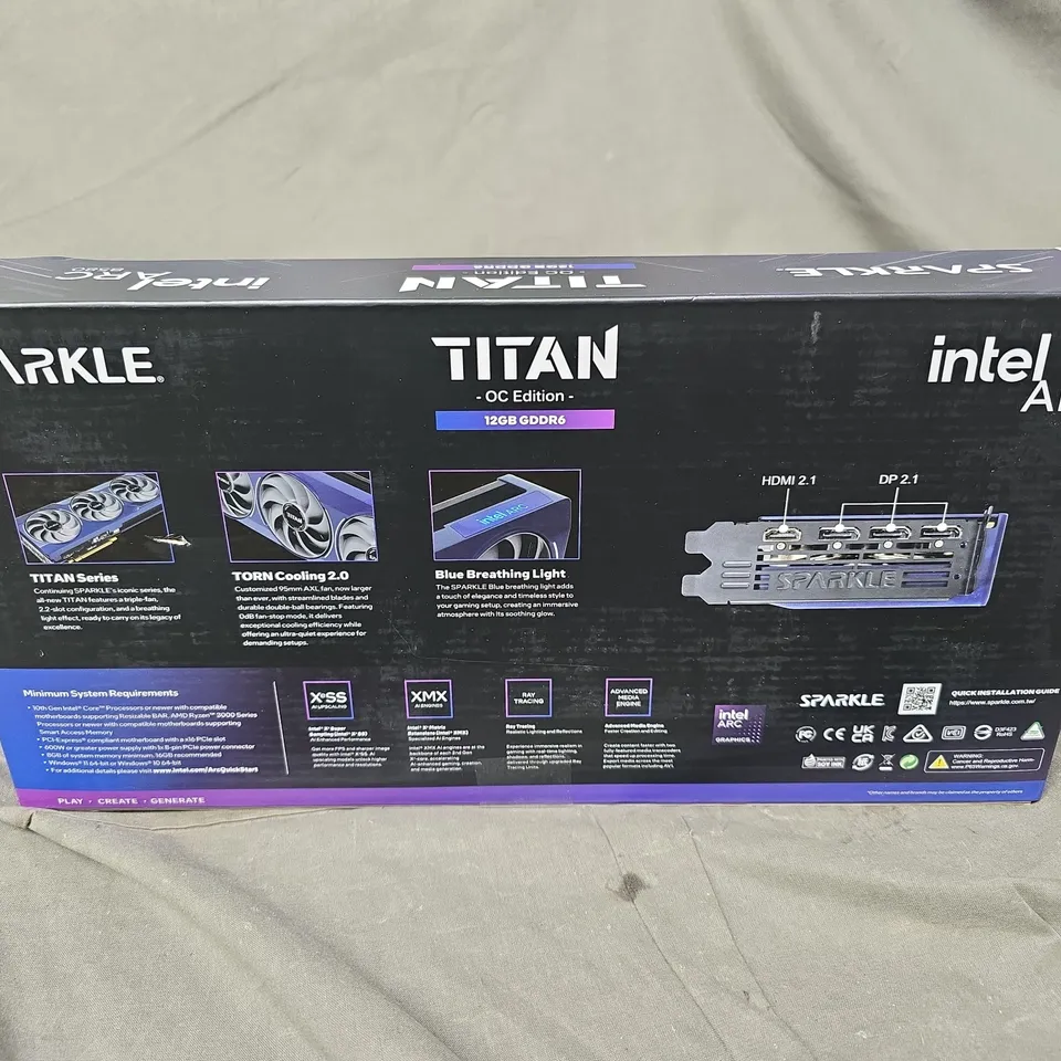 SEALED SPARKLE INTEL ARC B580 TITAN OC EDITION 12GB GRAPHICS CARD