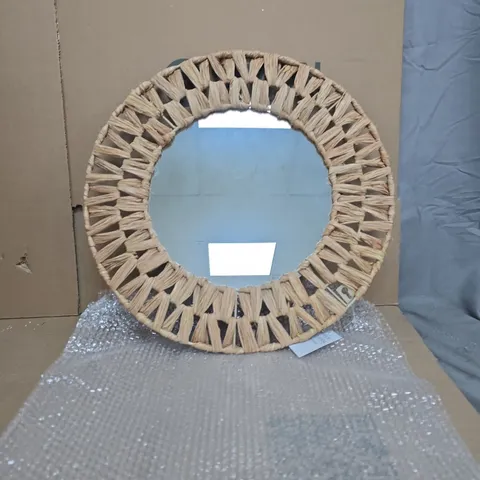 BOX OF 2 GISELA GRAHAM ROUND WOVEN WALL MIRRORS 