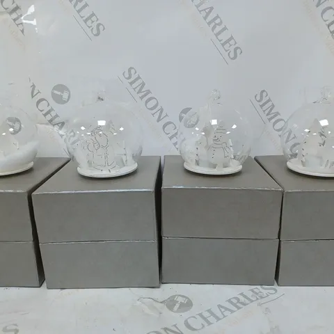 HOME REFLECTIONS PRE-LIT SET OF SNOWY SCENES GLASS BAUBLES