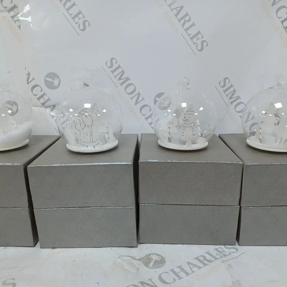 HOME REFLECTIONS PRE-LIT SET OF SNOWY SCENES GLASS BAUBLES
