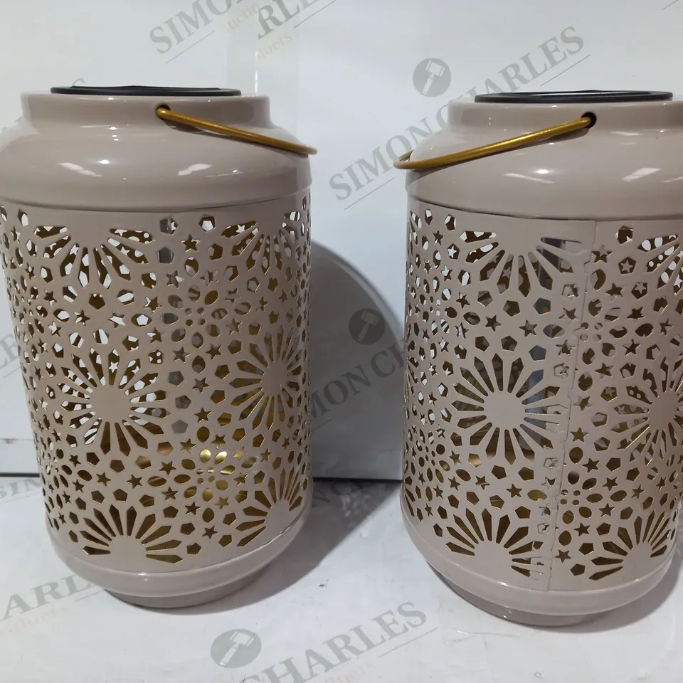 GARDEN REFLECTIONS SET OF 2 PATTERNED SOLAR LANTERNS