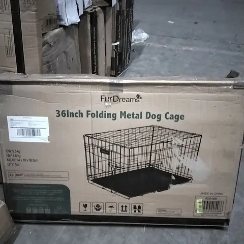 BOXED FURDREAMS 36INCH FOLDING METAL DOG CAGE 