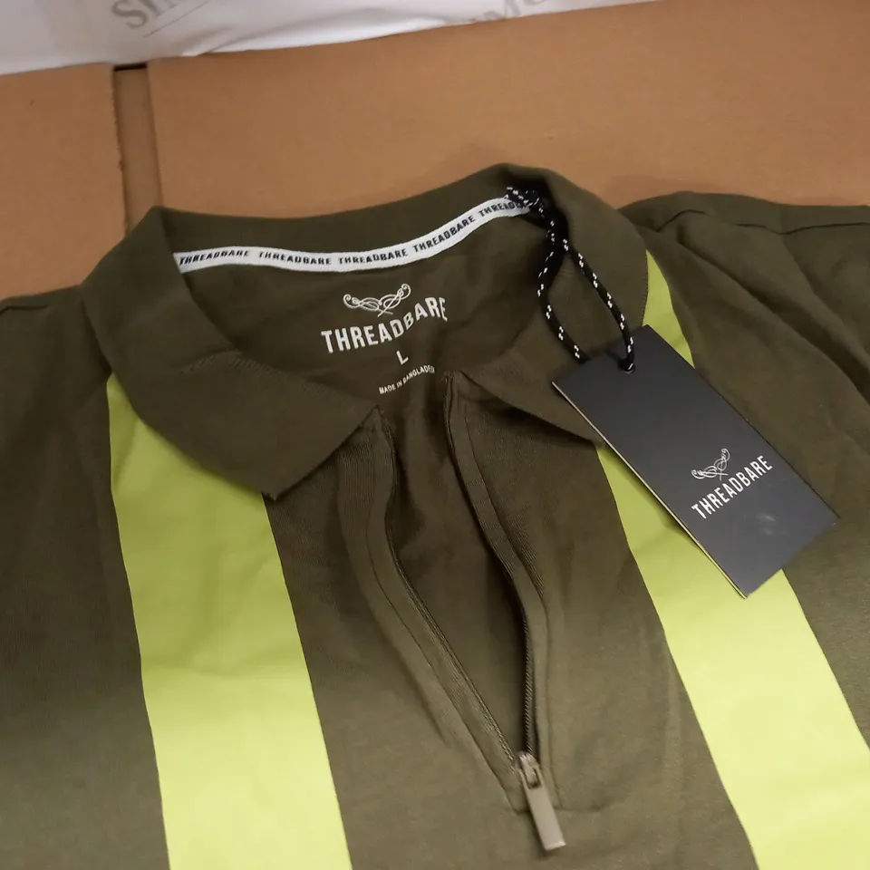 THREADBARE GREEN 1/4 ZIP SHIRT - L