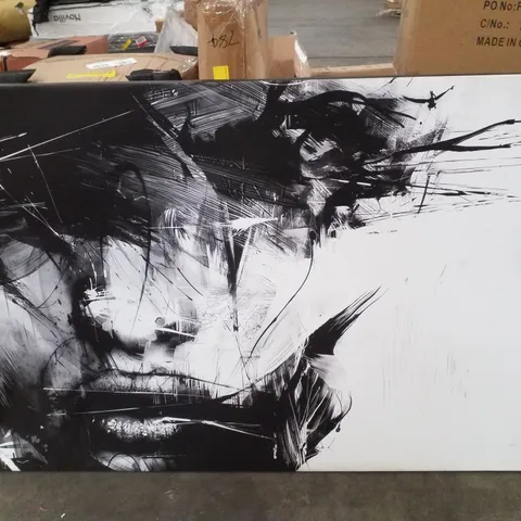 FEMALE FACE ABSTRACT BLACK AND WHITE - WRAPPED CANVAS GRAPHIC ART