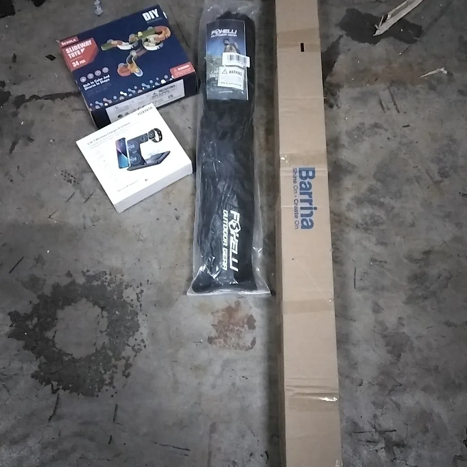 PALLET OF HOUSEHOLD ITEMS TO INCLUDE SLIDEWAY TOYS, 3 IN 1 WIRELESS CHARGER, CARBON TREKKING POLES, LED LIGHTS AND OTHER ASSORTED ITEMS...