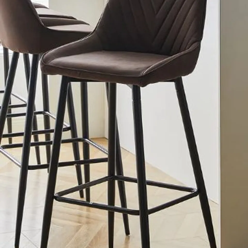 BOXED LOURDES SET OF TWO BROWN LEATHAIRE BAR STOOLS (1 BOX)