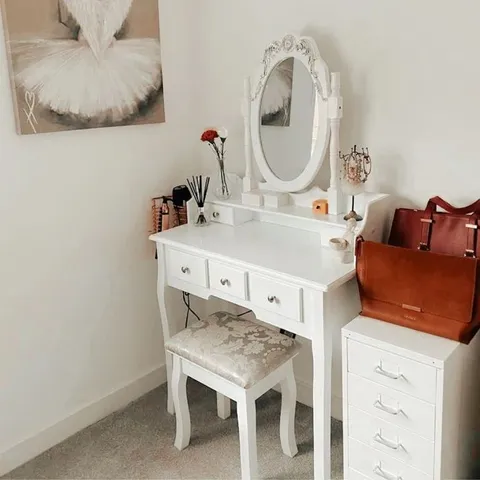 BOXED NAIA DRESSI G TABLE WITH MIRROR IVORY