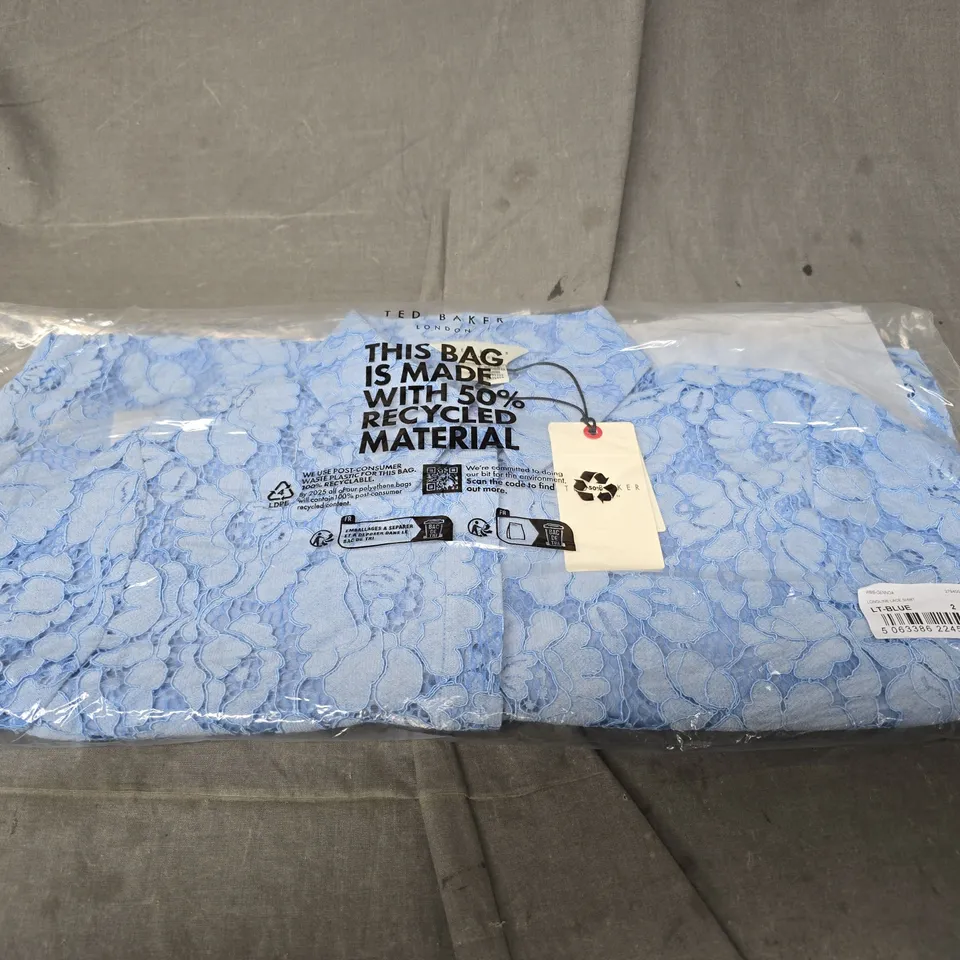 BAGGED TED BAKER LONGLINE LACE SHIRT - SIZE 2