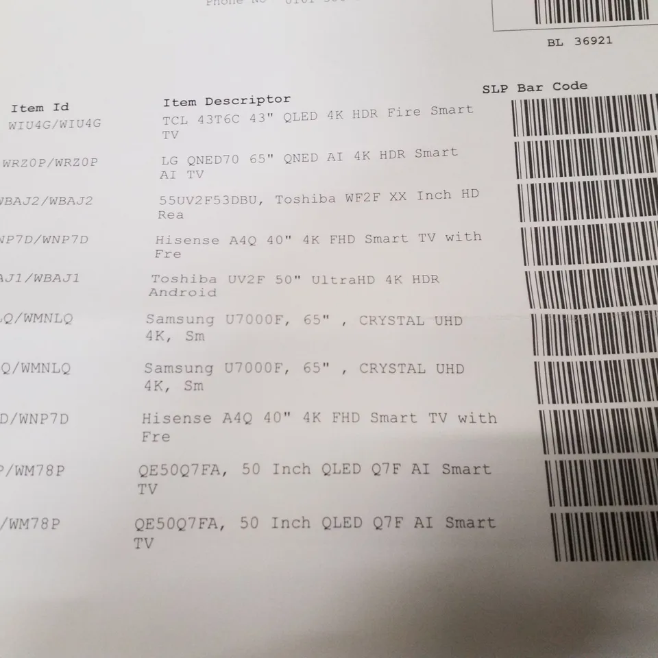 PALLET CONTAINING 10 DAMAGED TVS