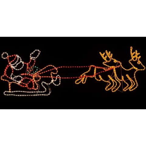 BOXED SANTA AND REINDEER ROPE LIGHT SILHOUETTE (1 BOX)