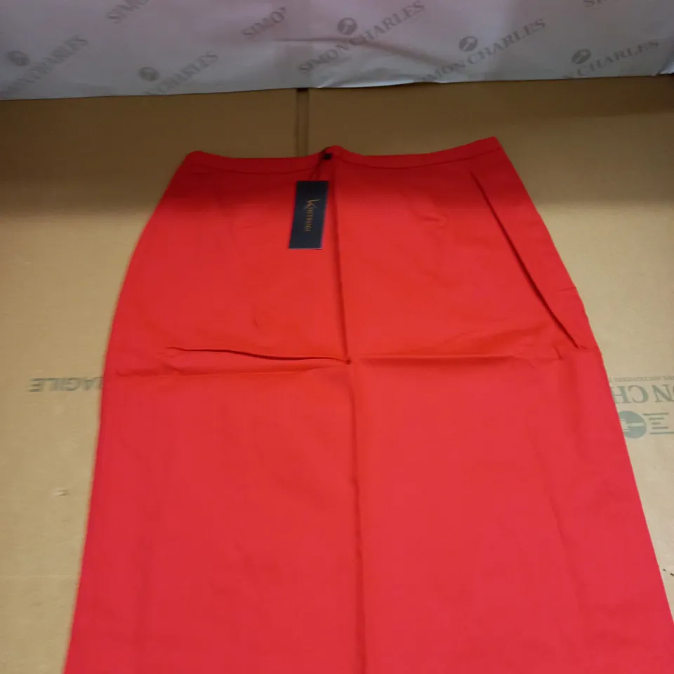 KINTSUGI WOMENS RED PENCIL SKIRT WITH HIDDEN VELCRO OPENING SIZE 16