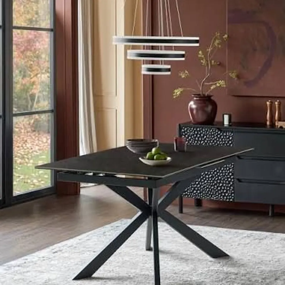 BOXED DANETTI HAYDEN DARK GREY CERAMIC EXTENDING 6 TO 8 SEATER DINING TABLE (3 BOXES)
