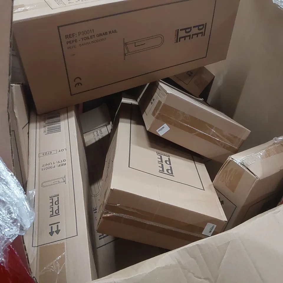 PALLET CONTAINING A VERY LARGE QUANTITY OF PAPE MOBILITY TOILET GRAB RAILS ECT